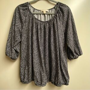 Michael Kors Women's Black and White Patterned Top